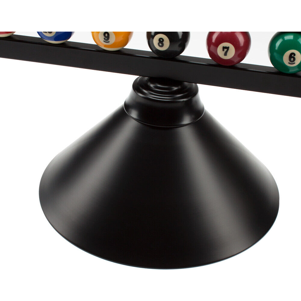 Lampara colgante de 149 cm decorada con ruedo de pool para mesa de billar con 3 sombras color negro